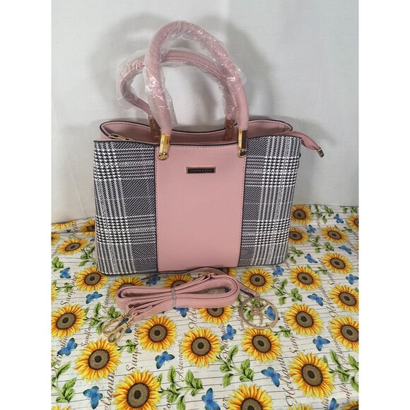 Kurgool Women's Purse Top Handle Shoulder Satchel Light Pink with Detachable Str - Picture 7 of 9